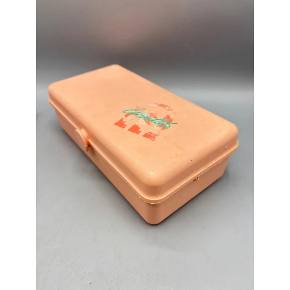 Vintage Caboodles Model 2605 Makeup Case Peach Pink Mirror Organizer 90s‎ Retro